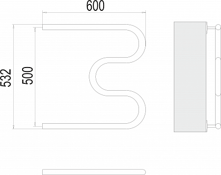 М-обр AISI 32х2 500х600 Полотенцесушитель  TERMINUS Петропавловск-Камчатский - фото 3