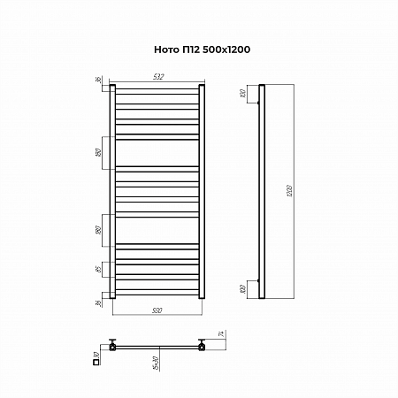 Ното П12 500х1200 Полотенцесушитель TERMINUS Петропавловск-Камчатский - фото 3