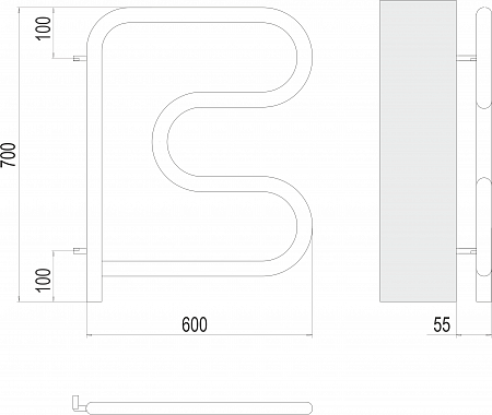 Электро 25 F-обр 600х600 поворотный Полотенцесушитель TERMINUS Петропавловск-Камчатский - фото 3