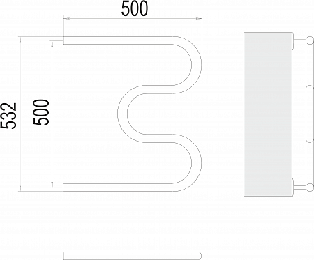 М-обр AISI 32х2 500х500 Полотенцесушитель  TERMINUS Петропавловск-Камчатский - фото 3