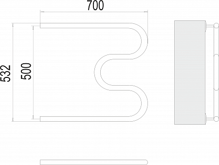 М-обр AISI 32х2 500х700 Полотенцесушитель  TERMINUS Петропавловск-Камчатский - фото 3