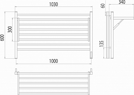 Горизонт П8 1000х600 электро КС ЧЕРНЫЙ МУАР (sensor quick touch) Полотенцесушитель TERMINUS Петропавловск-Камчатский - фото 5